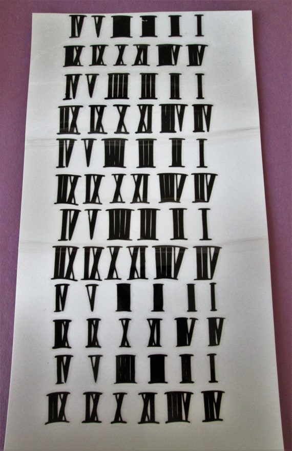 72 New Assorted Black Roman Numeral Transfers for your Clock | Etsy