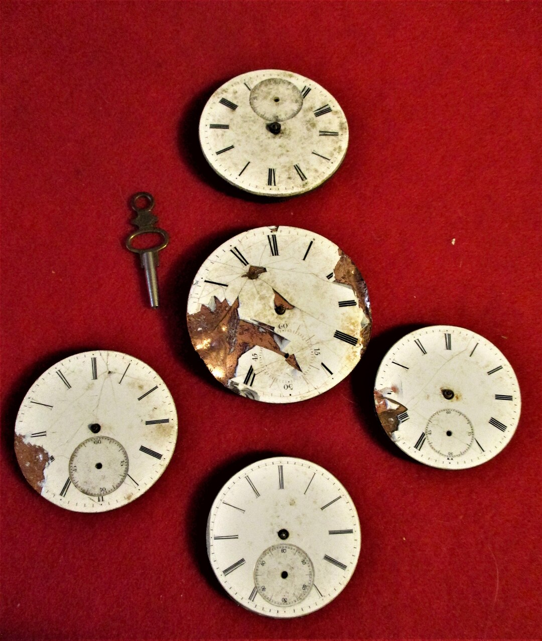5 Antique Partial Pocket Watch Works With Porcelain Dials for Parts/repair Art Stk 1041 Etsy