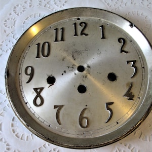 6 3/4&quot; Antique Heavy Metal Seth Thomas Clock Dial with Brass Bezel for your Clock Projects - art - Stk# 369