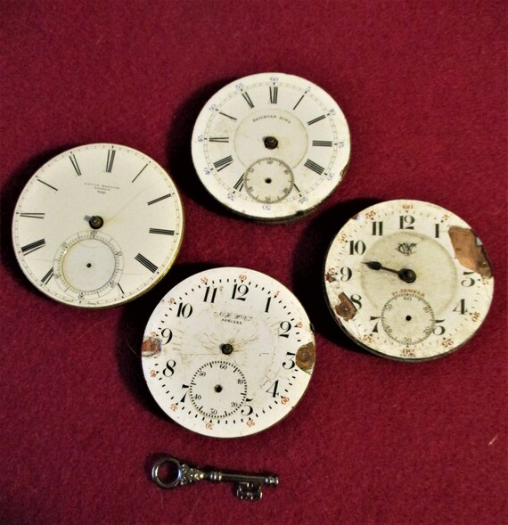 4 Antique Partial Pocket Watches  - New Haven - Railroad King - YWC - David Taylor - For Repair/Parts - Steampunk Art. Stk# W58