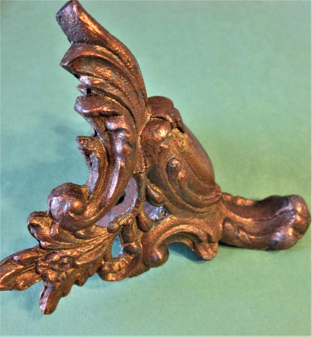 1 Large Old and Tarnished Single Painted Cast Metal Mantel Clock Foot