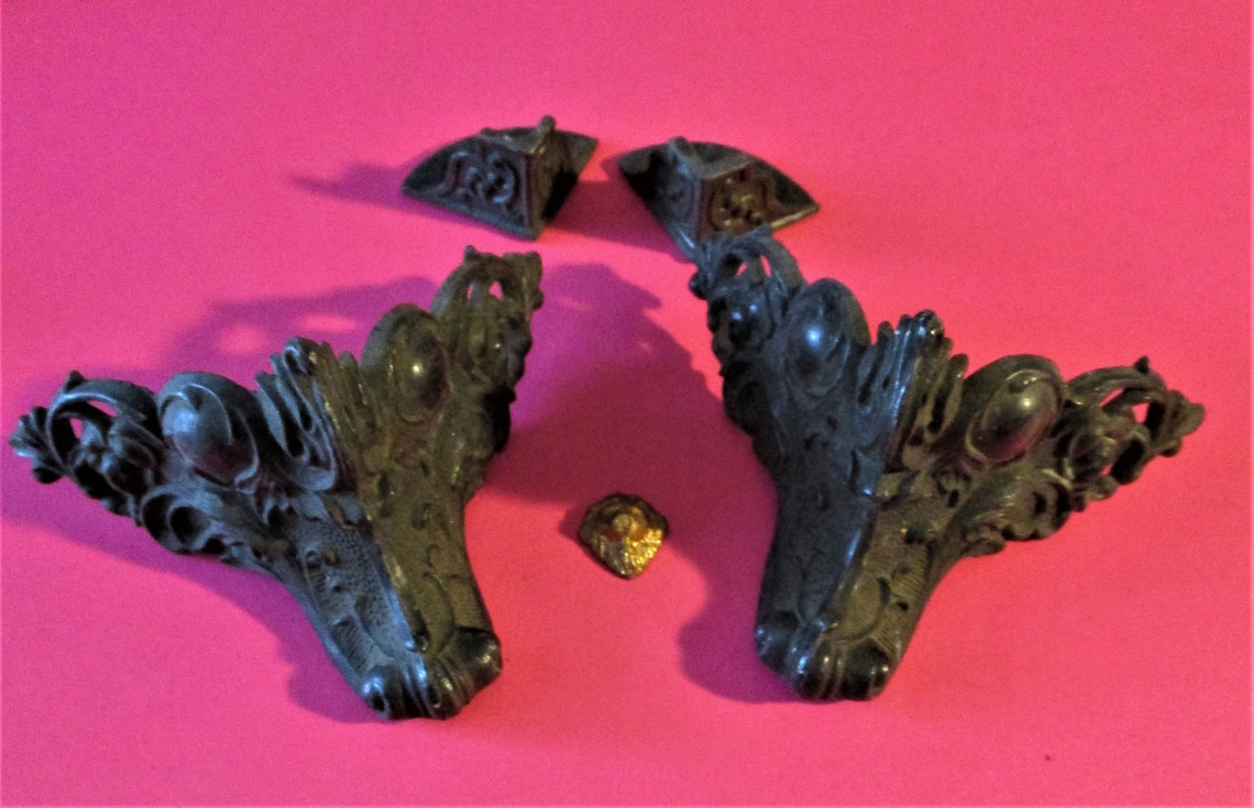 Set of 4 Original Antique Cast Metal Fancy Mantel Clock Feet Etsy