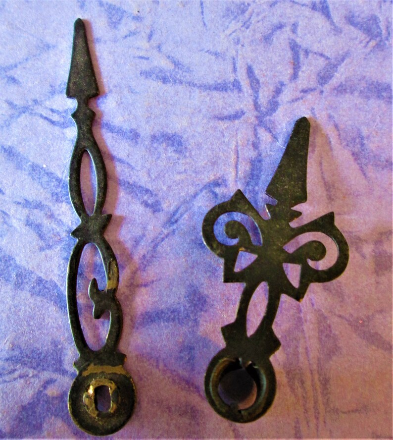 1 Pair of Old Black Painted Solid Brass Clock Hands for your Etsy