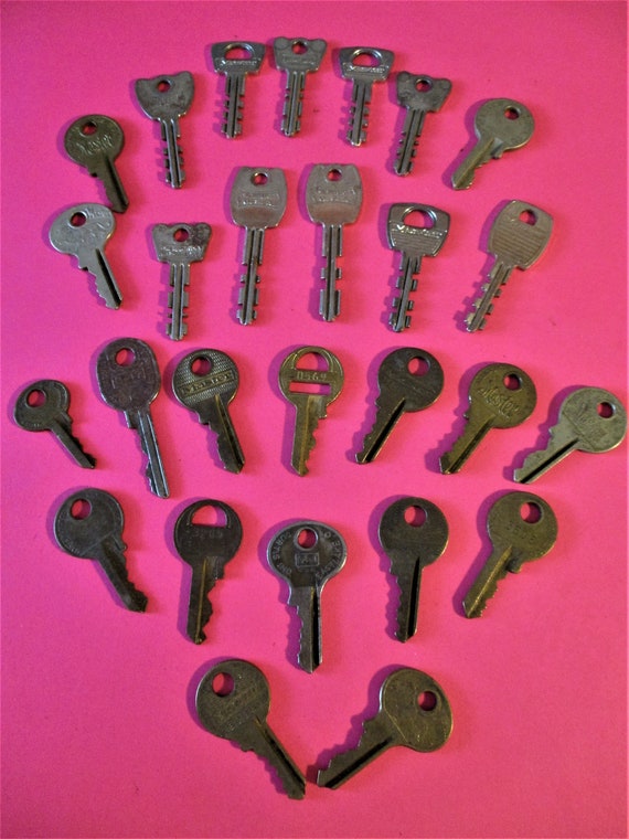 27 Old and Worn Brass and Steel Keys Stk# K82