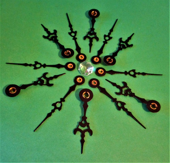 12 Pairs of Vintage Black Painted Steel Fancy/Gothic Style Clock Hands Stk #1049