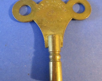 1 English Popular Progress Solid Brass Clock Key Size 6 / 3.75 Swiss / 3.6 American  Stk# K70
