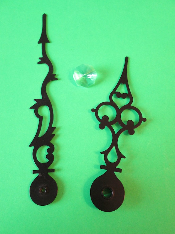 1 Pair of Vintage Black Painted Steel Serpentine/Gothic Style Clock Hands for your Clock Projects - Jewelry Making  Stk#751