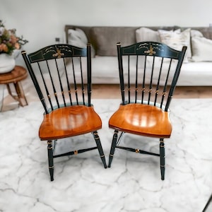 Rare Hitchock Statue of Liberty Chairs Limited Edition, Lacquered Finish With Maple Seat, Signed 693/2000 and 706/2000Set of 2