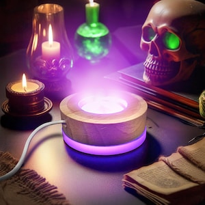 調光機能付き 395nm UVブラックライト LEDディスプレイスタンドベースライト ウランガラス、樹脂アート、クリスタル、球体ホルダー用 | USBラウンドディスプレイ台座