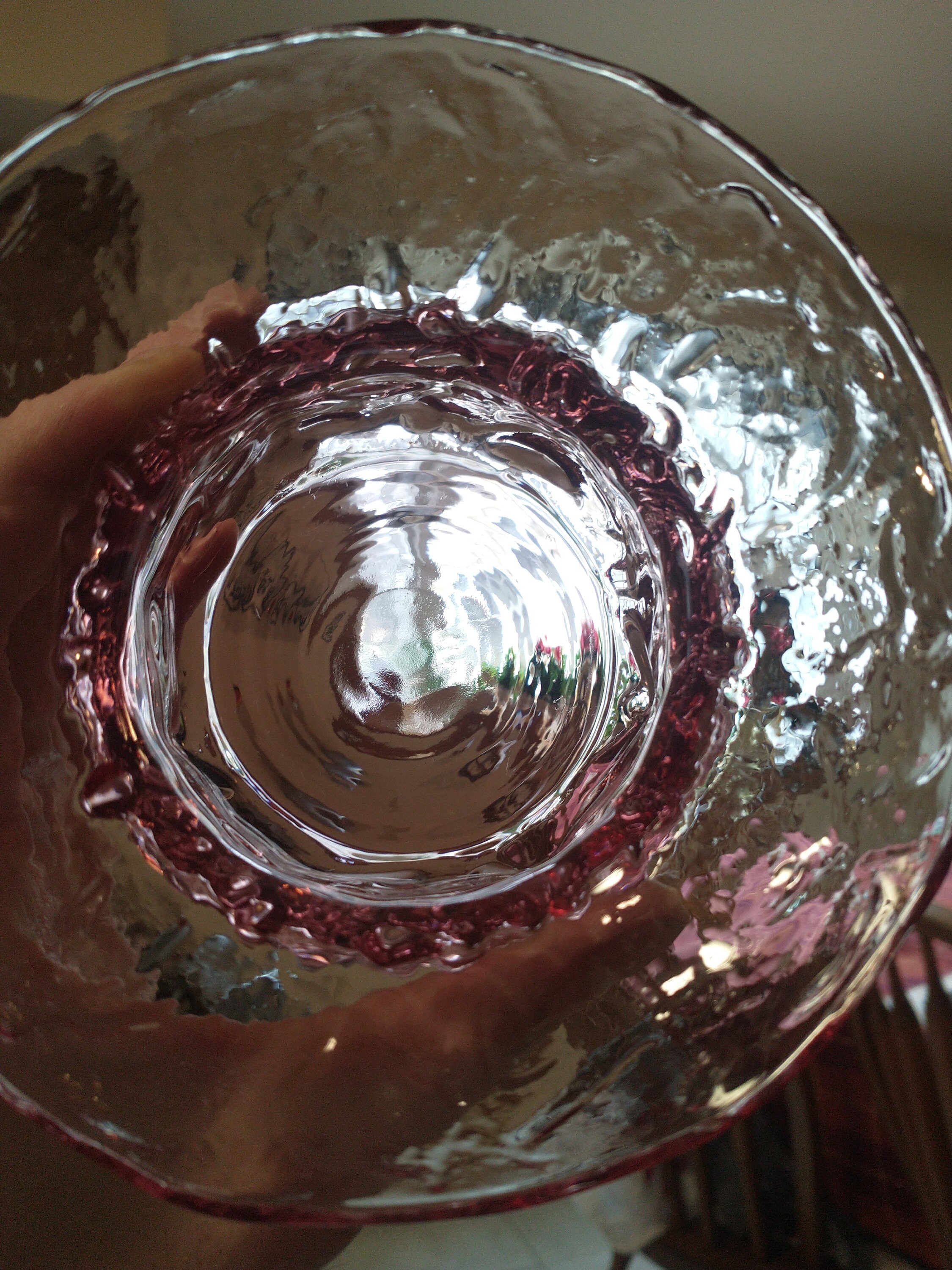 Vintage Pink Glass Flower Frog Bowl Vase in Excellent Condition Pink