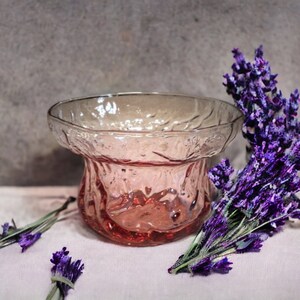 Vintage Pink Glass Flower Frog Bowl Vase in Excellent Condition | Pink And Clear glass Design