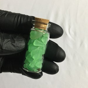 Crushed Green Uranium Sea Glass in Cork-Topped 2 Potion Vial, UV-Reactive Glowing, Lovers of Uranium & Curiosities/Oddities, Gifts under 20 image 4