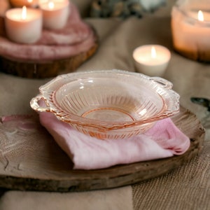 Vintage 10&quot; Serving Bowl Mayfair &#39;Open Rose&#39; Anchor Hocking Pink Depressionware