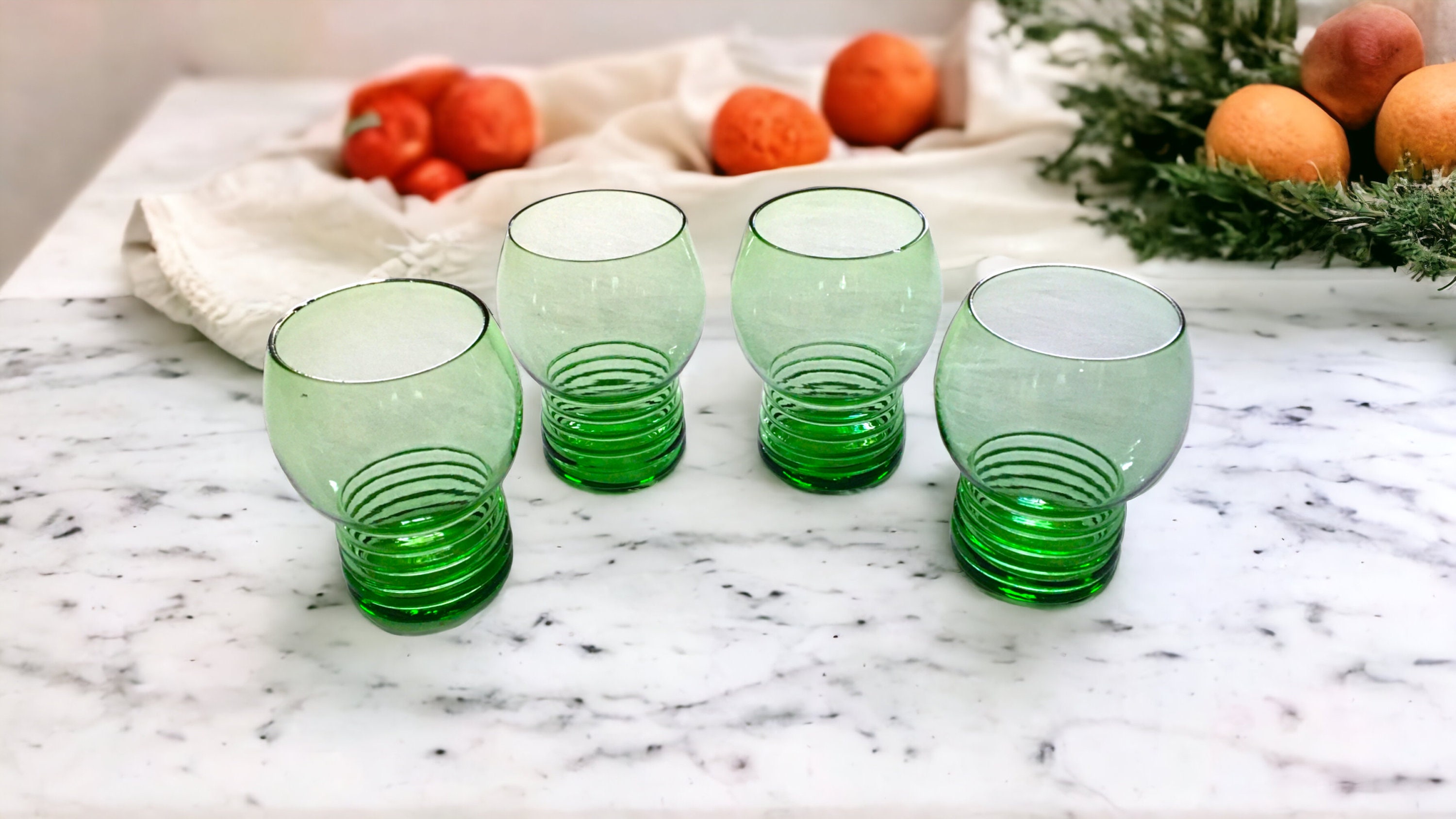 RUNOLIG Vintage Drinking Glasses Ribbed Glassware Aesthetic Cups