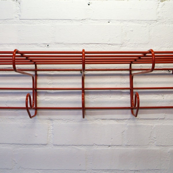 Red vintage coat rack and shelf