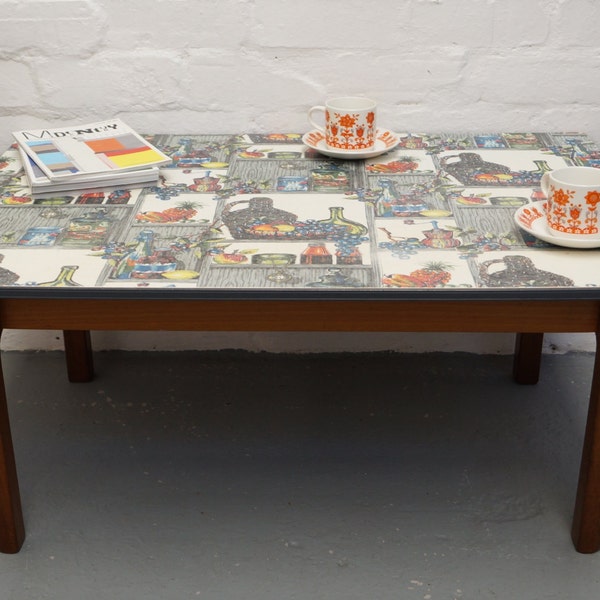 Vintage coffee table with patterned top