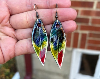 LEAF EARRINGS// Ceramic // Rainbow