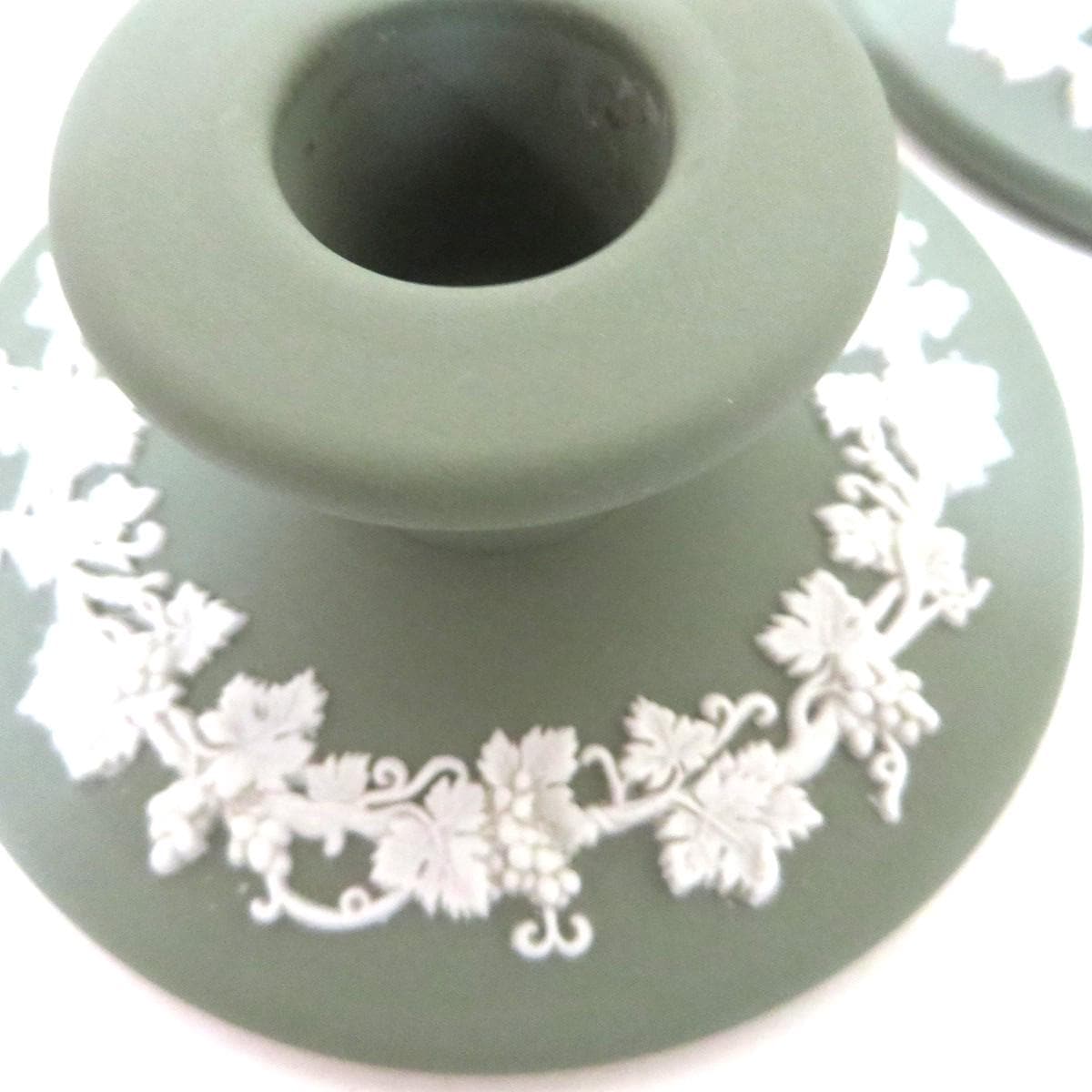 ウェッジウッド ジャスパーウェア グリーン キャンドルホルダー セット