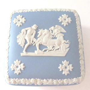 Wedgwood Blue Jasperware  square Trinket Box