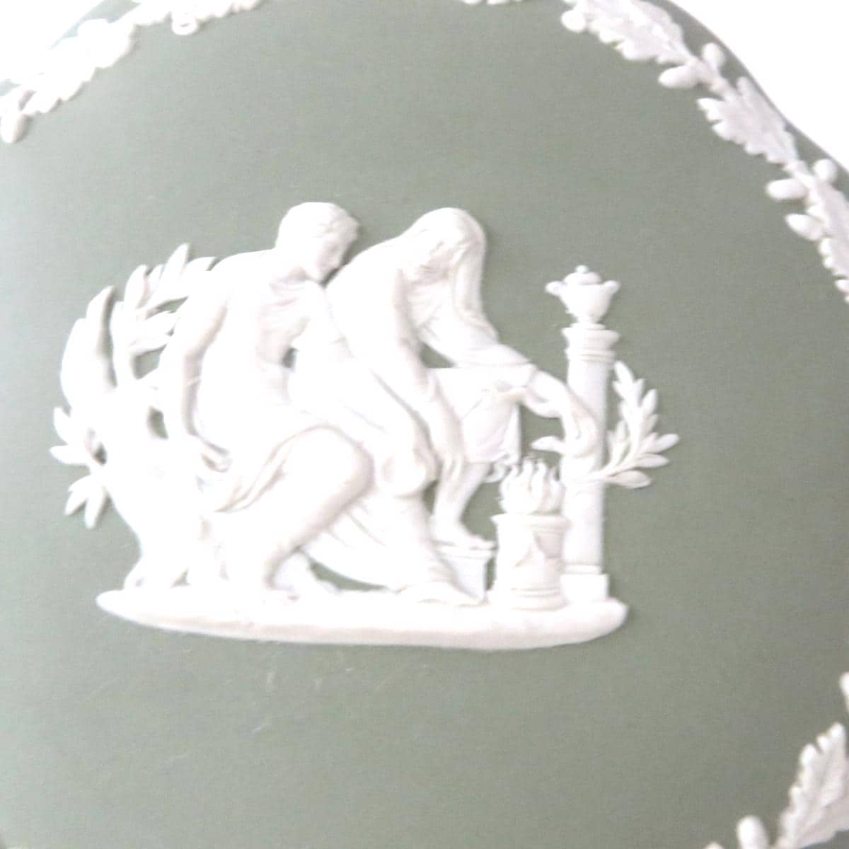 激安先着 Jasper Green Sage 1955 Vintage Wedgwood Ware Trinket Round 小物