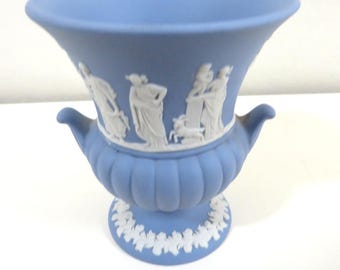 ウェッジウッド ジャスパーウェア ペールブルー 壷花瓶 / トランペット