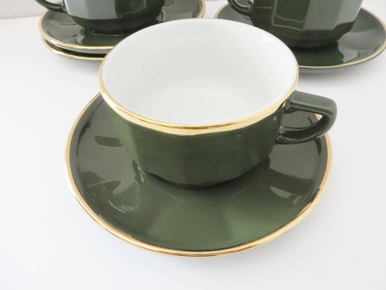 Apilco retro vintage 1980's green coffee cup and saucer, Green coffee cup, Green cup, Apilco cup, Apilco, French vintage, Bistro ware image 6