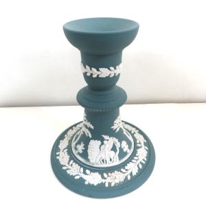 Wedgwood Jasperware Green Teal single Candlestick: Bellerophon & Pegasus Relief