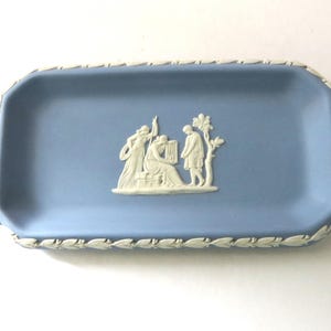Wedgwood blue Jasperware 1960&#39;s oblong Pin Dish