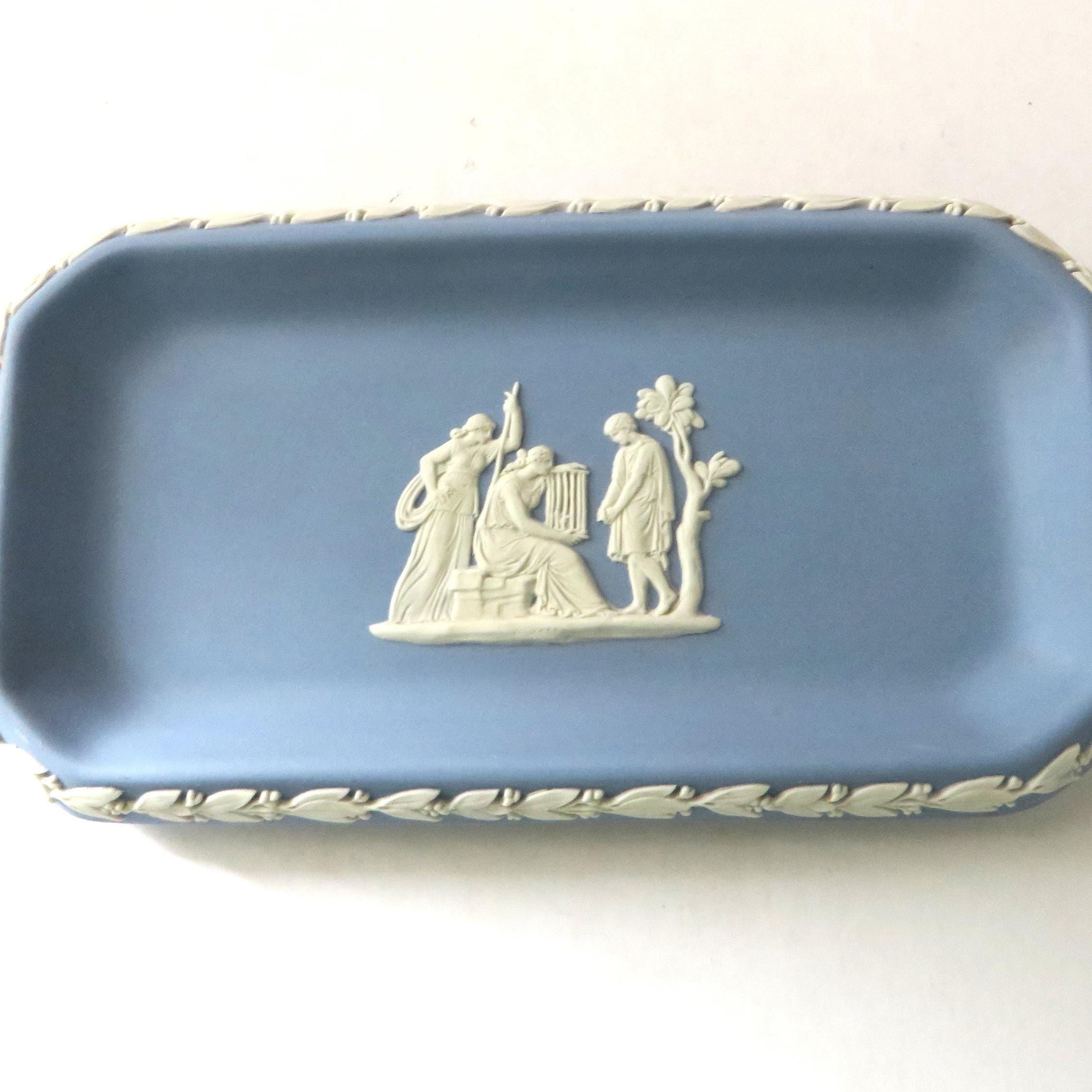 Wedgwood blue Jasperware 1960's oblong Pin Dish