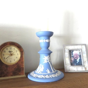 Wedgwood Jasperware single blue decorative Candlestick