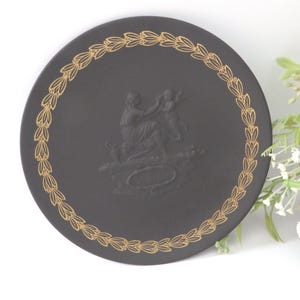 Wedgwood Jasperware 1970&#39;s  black and gilded  Mother plate