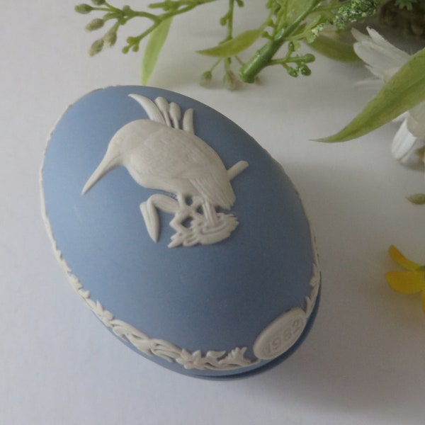 Wedgwood Jasperware Kingfisher blue egg shape trinket box, Blue Jasperware, Easter egg, Ceramic egg, Gift for him, Bird lover , English bird