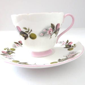 Vintage Shelley Apple Blossom 1950&#39;s Teacup & Saucer