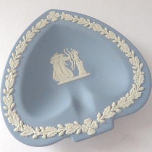 Wedgwood blue  heart shaped Jasperware Ring Dish with  Archers Scene