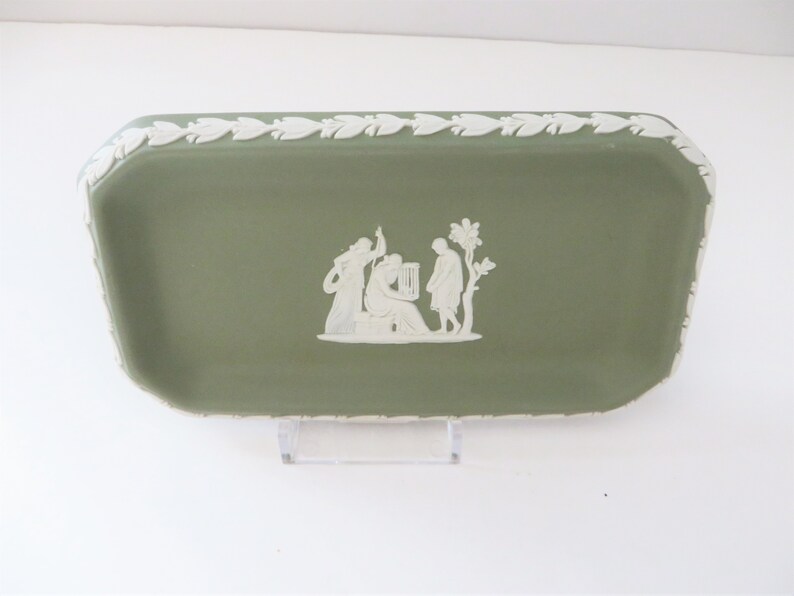 Wedgwood Jasperware vintage 1980/'s sage green dish