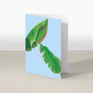 Blauwe wenskaart bananenblad