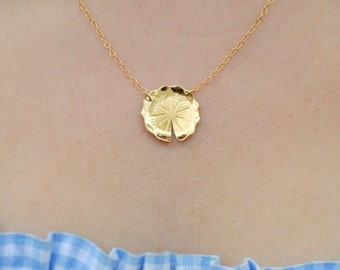 Lily pad necklace, gold vermeil & recycled silver