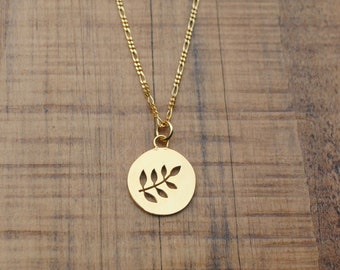 Little leaf medallion necklace, gold vermeil & recycled silver