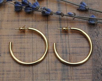Golden Hoops, middelgroot, goudvermeil en gerecycled zilver