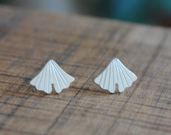 Little Ginkgo leaf studs, recycled silver