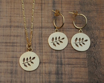 Delicate botanical jewellery set in gold vermeil & recycled silver