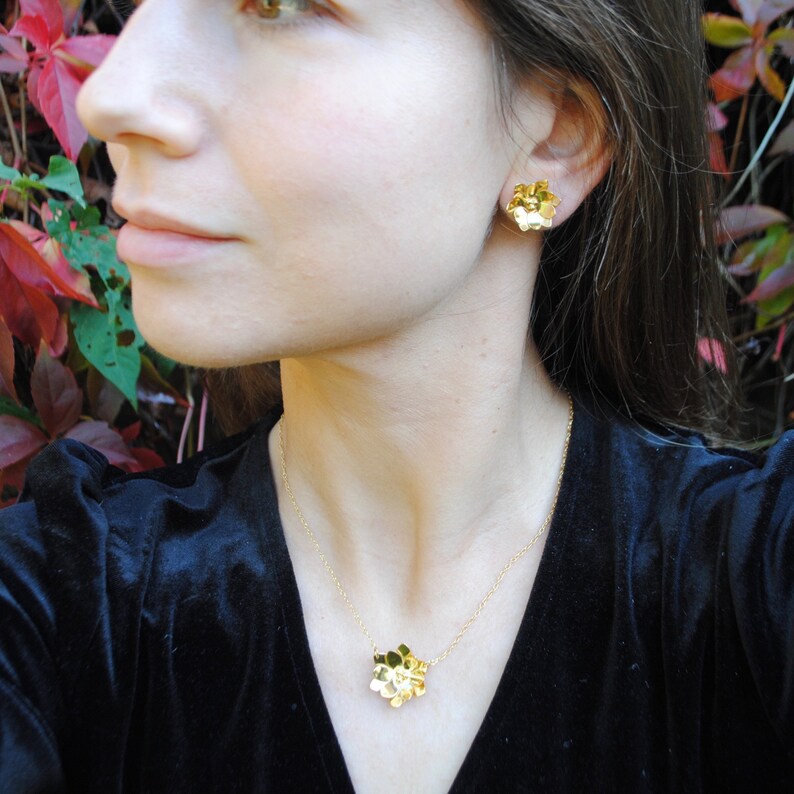 Water Lily earrings Gold vermeil /& recycled silver