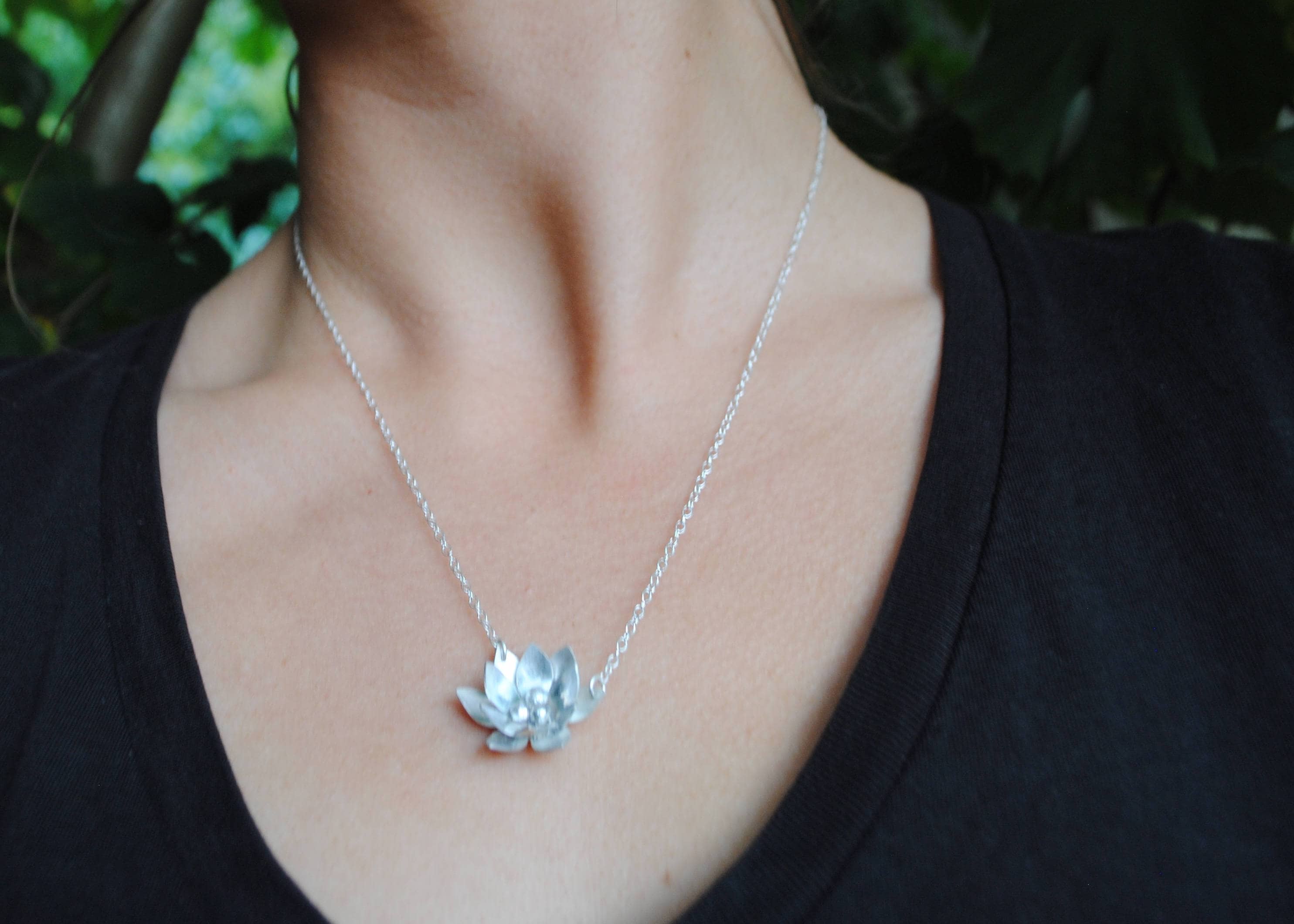 Water Lily Necklace Recycled Silver Etsy UK