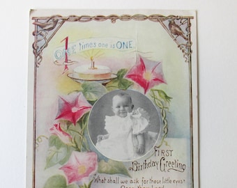 Antique Brooklyn New York "Nostrand Avenue Cradle Roll" Birthday Card Certificate.