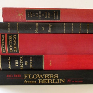 Bold Red and Black Books. Antique / Vintage Books for the Adventurous Reader or Savvy Stylist. Instant Library.