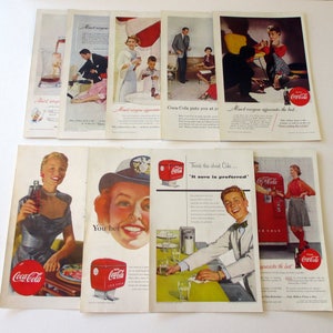 Vintage Coca-Cola Prints. Collection of Midcentury Advertising Pieces for Coke.