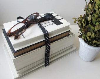 White and Black / Gray Scale Instant Library. Collection of Vintage Books for the Adventurous Reader or Clever Stylist. Neutral old books.