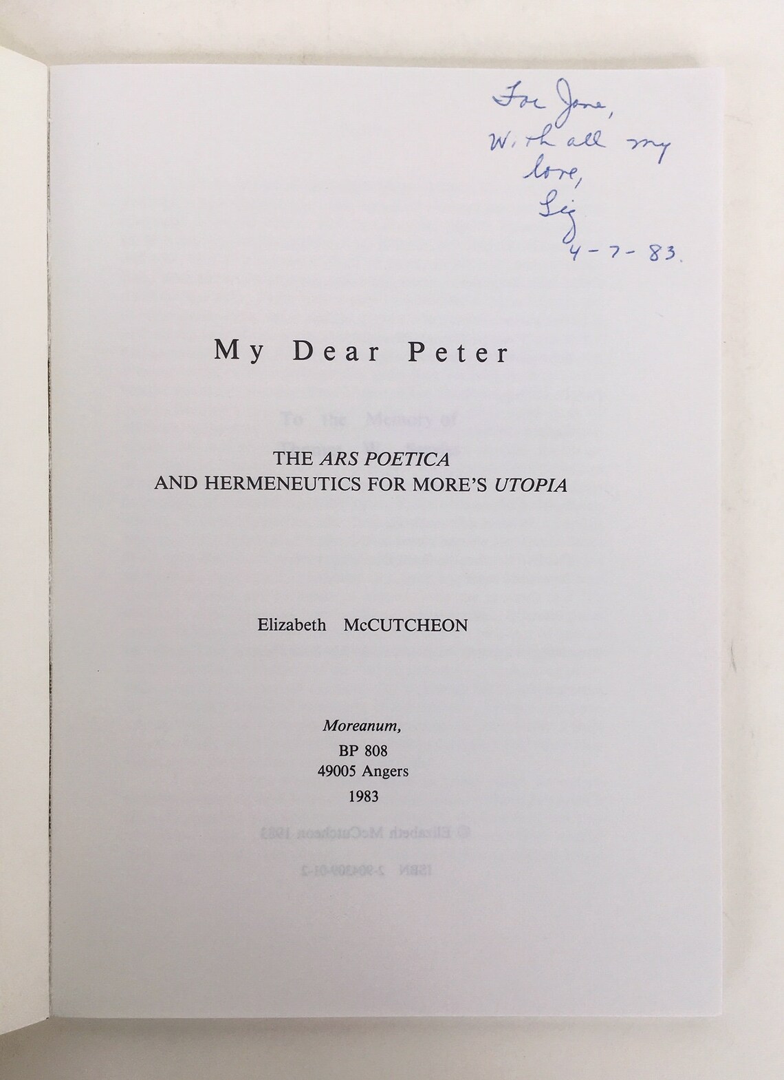 My Dear Peter: the Ars Poetica and Hermeneutics for More's | Etsy