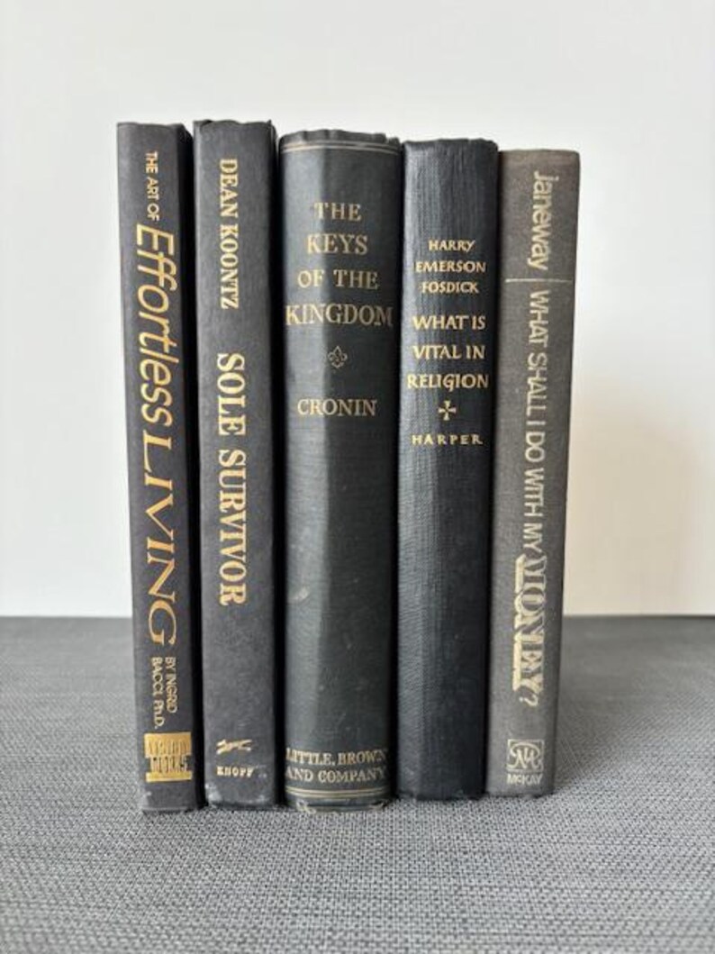 Black and Gold Vintage Book Collection: Instant Library Decor image 2
