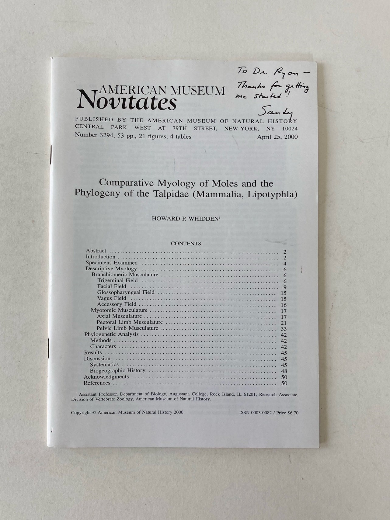 American Museum Novitates: Comparative Myology of Moles and the Phylogeny of the Talpidae by Howard P. Whiddem. Moles, Academic Journal.